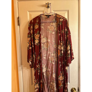 Women's Forever 21 Kimono M Red Floral
